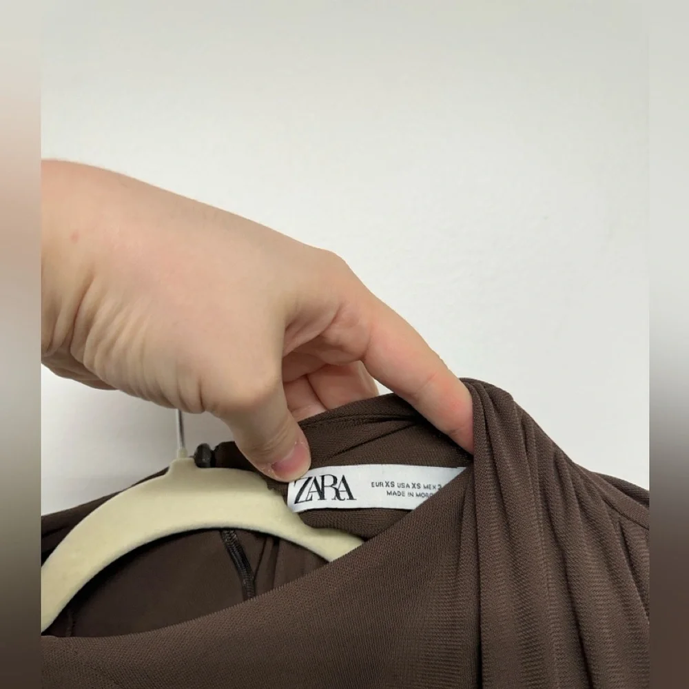 Zara Draped Brown Cutout Mini Dress, Size XS - Picture 13 of 15
